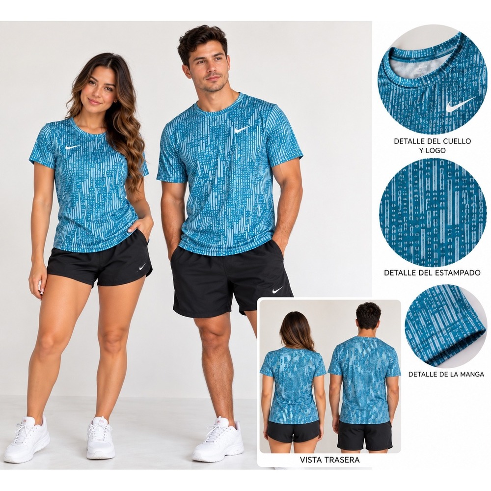 Nike Dri-FIT Mens Small Teal Digital Glitch Stripe Performance T-Shirt